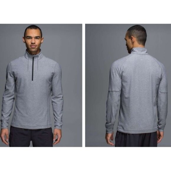 Lululemon Men's Sweat Session 1/2 Zip Silver Heathered Slate Sz L - Picture 10 of 11